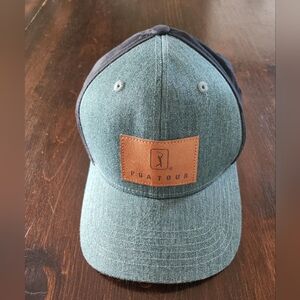 PGA Tour Teal and Black Hat with Brown Patch